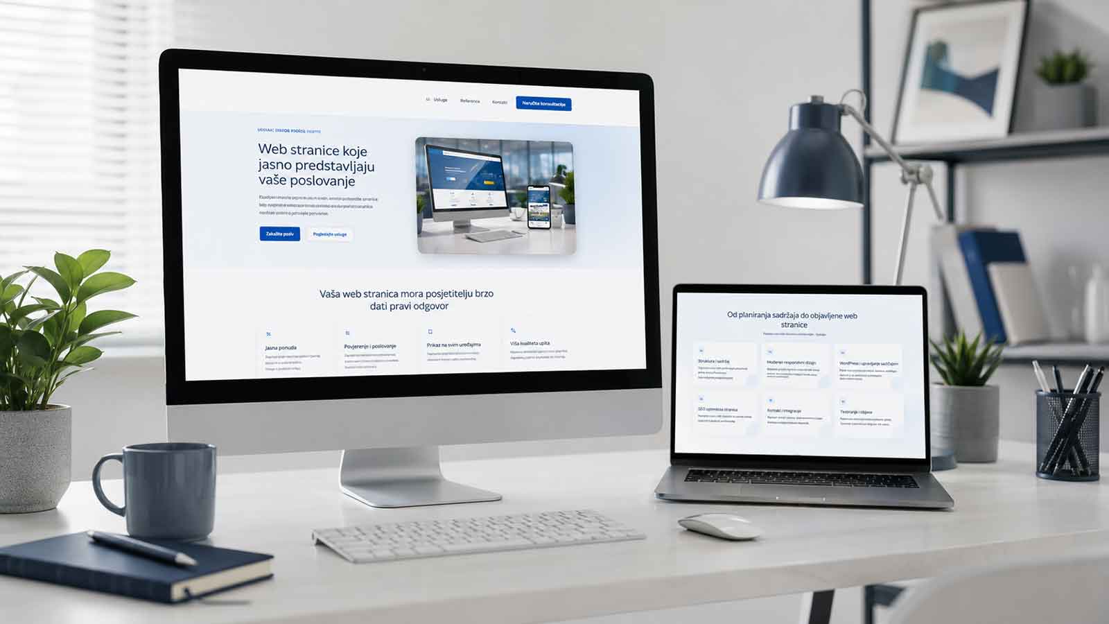 Poslovna web stranica prikazana na računalu i mobilnom uređaju